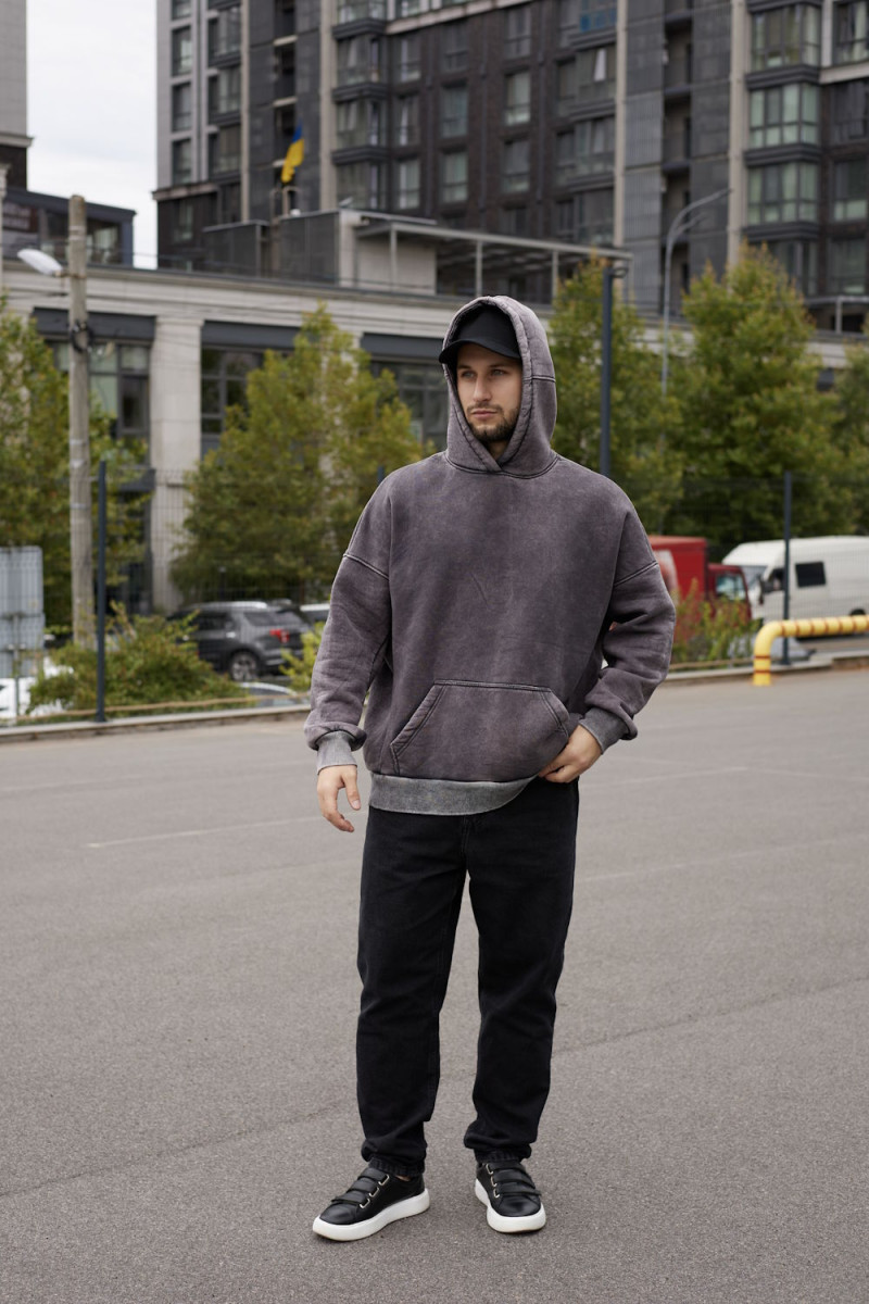 Худі оверсайз WASHED  - графіт