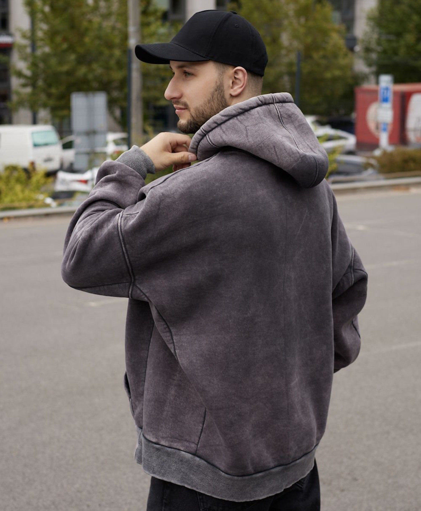 Худі оверсайз WASHED  - графіт