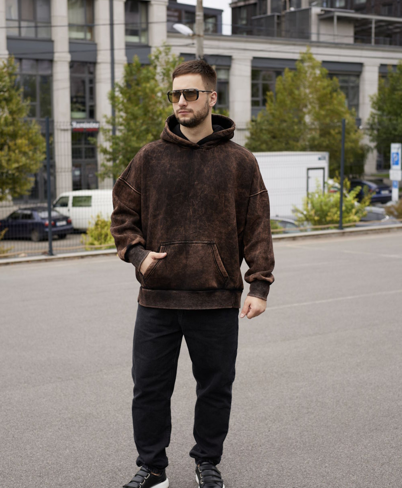 Худі оверсайз WASHED  - чорний