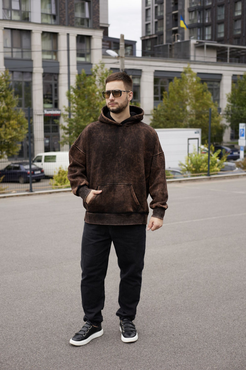 Худі оверсайз WASHED  - чорний